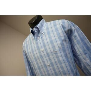 Faconnable France Dress Shirt Made In USA Plaid Long Sleeve Mens Size Large